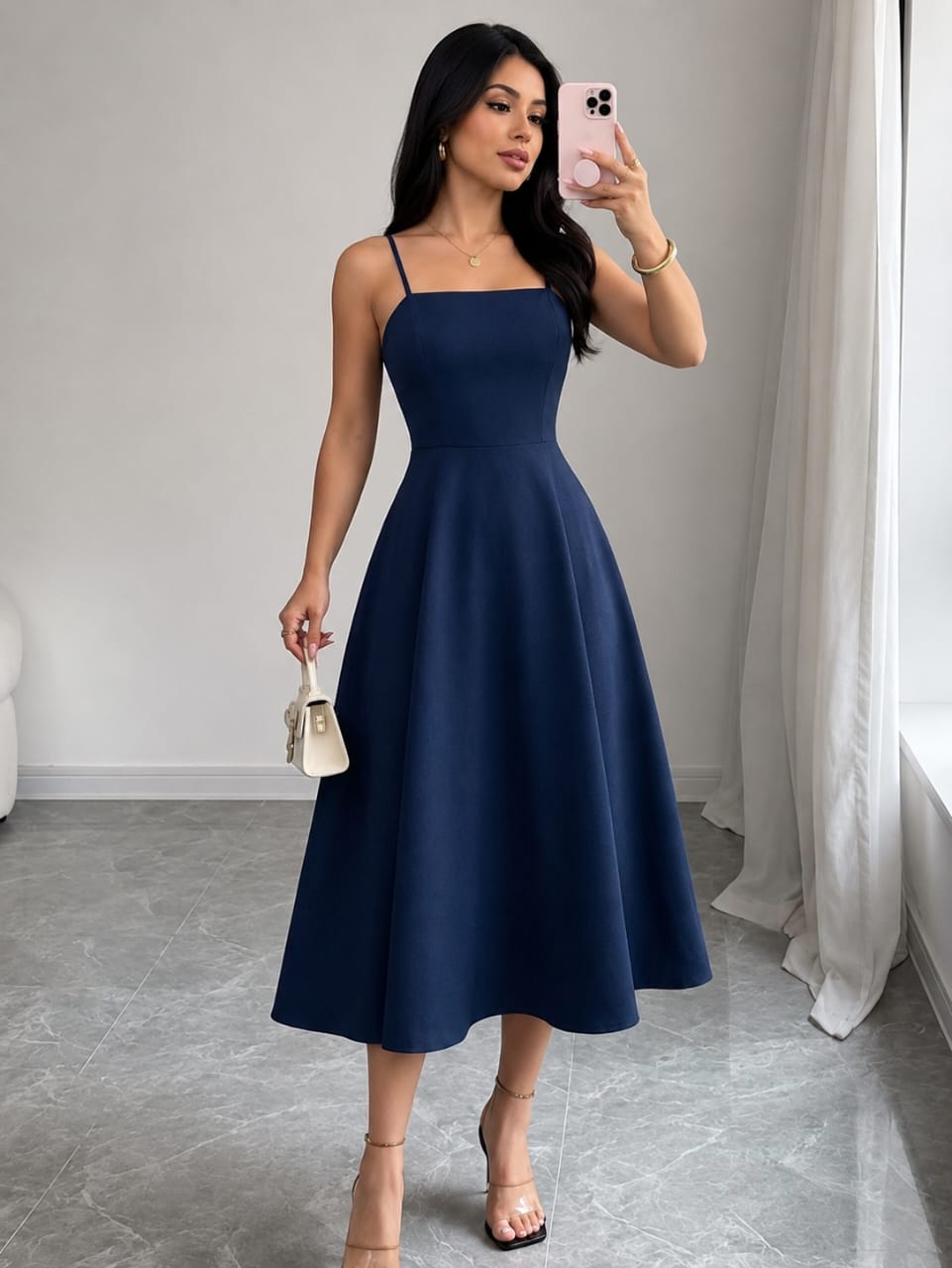 Vestido Midi Elegance A-Line Dress